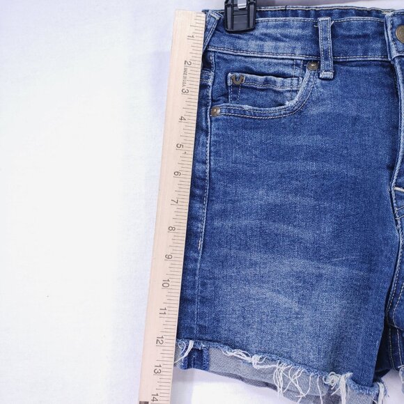 True Religion Jennie Curvy High Rise Shorts Denim Jean Distressed Blue Size 27 - Picture 5 of 15